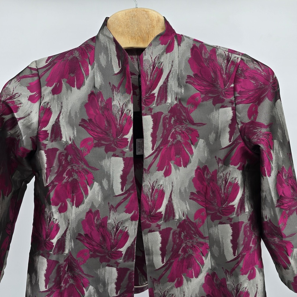 MISOOK Pink and‎ Silver Floral Jacquard Knit Jacket SZ XL - NEW w TAGS - $238
